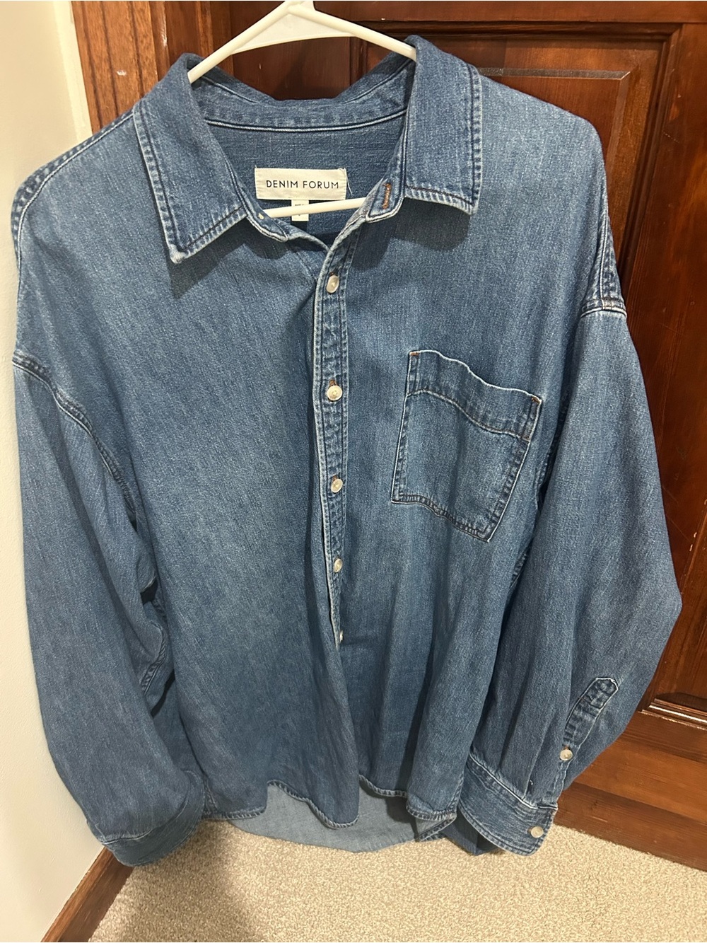 Denim Forum Men's Light Blue Denim Button-Down Shirt